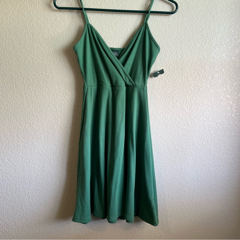 Wild Fable Green Spaghetti Strap Ribbed Dress Sundress Women’s Size XS NWT